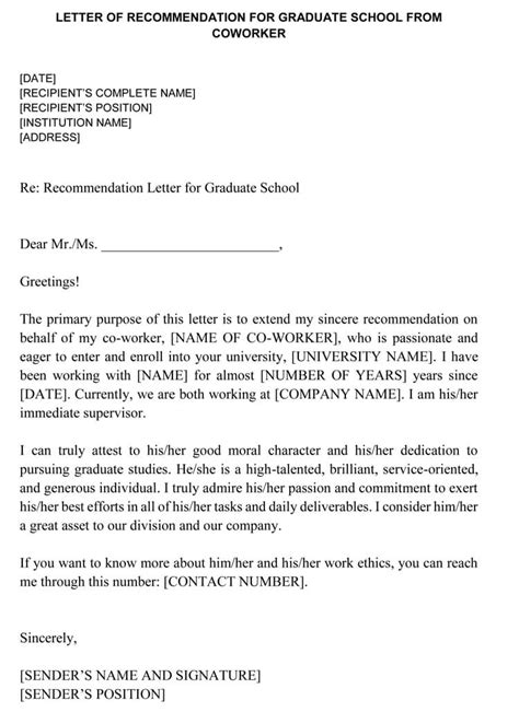 Letter Of Recommendation For Coworker Template Letter