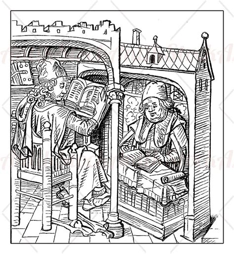 Middle Ages Scholars Studying Antikstock