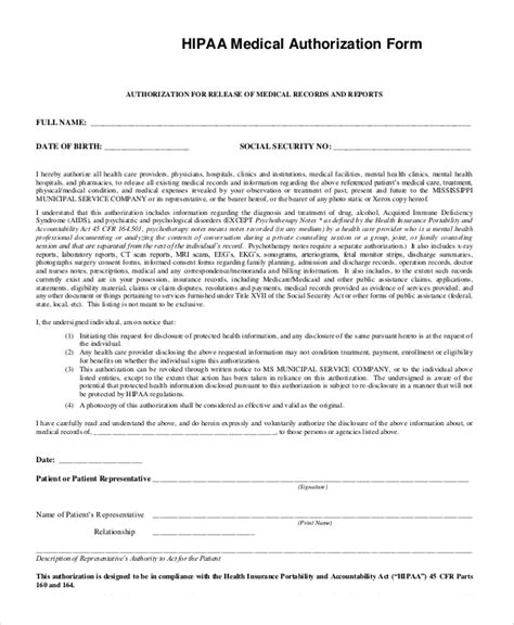 Patient Free Printable Hipaa Forms
