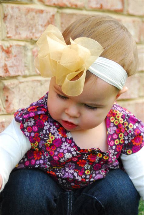 Buy Gold Organza Hair Bow Headband Sheer Gold Baby Headband Infant