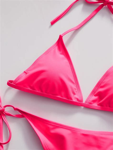 emmiol free shipping 2023 halter triangle bikini set pink m in bikini sets online store emmiol
