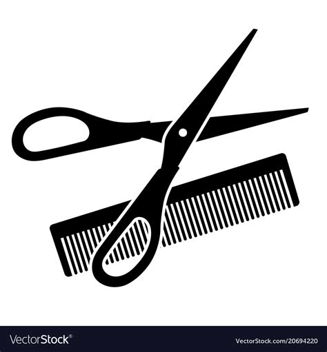 Scissors And Comb Vector