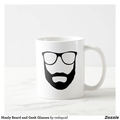 Manly Beard And Geek Glasses Coffee Mug Easy To Add Custom Name For