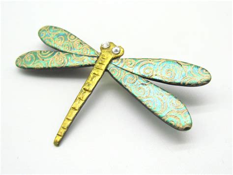 Dragonfly Pin With Iridescent Wings Brooch Insect Summer Etsy