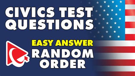 Us Civics Test Questions Easy Answers Random Order Youtube
