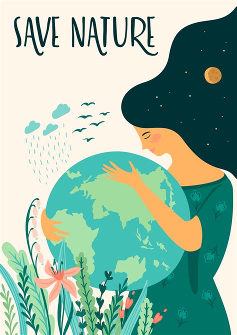 Save Nature Earth Day Vector Template Design Element 534654 Vector