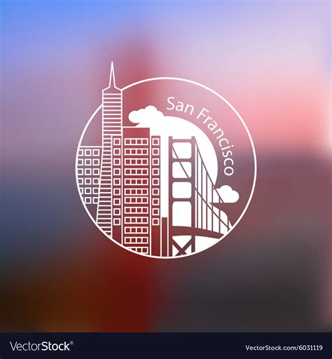 Minimalist Round Icon Of San Francisco Usa Flat Vector Image