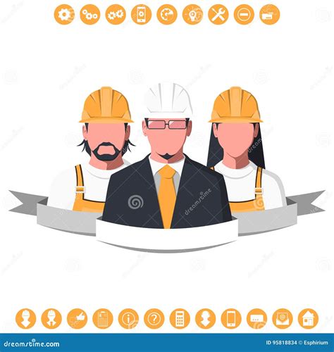 Male And Female Silhouettes Of Engineers Stock Vector Illustration Of