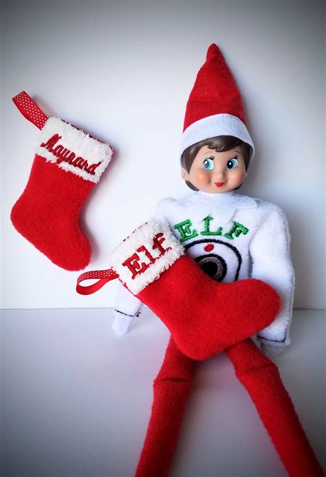 Elf On The Shelf Embroidered Stocking To Hang On The Mantle With Your Families Stockings