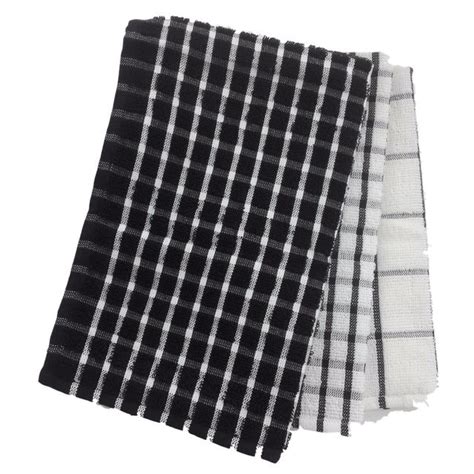 Terry Tea Towel Set Black And White Ocado