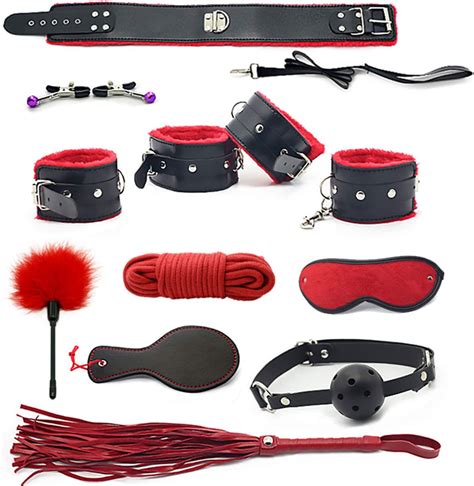 Brand New Sex Toys 10 Pcs Bdsm Bondage Sex Kit Leather Handcuffs Fetish 8 Pcs Adult Restraints