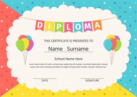 Diploma Certificado Para Niños Vector P Premium Vector Freepik