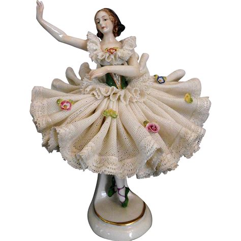 Germany Porcelain Dresden Lace Ballerina Figurine Excellent From