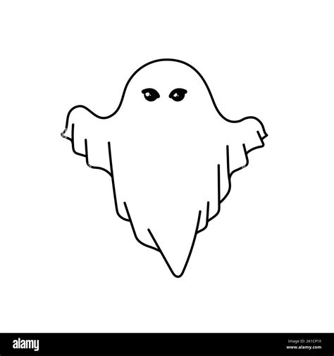 Ghost Cartoon Character Cute Outlines Isolated Flying Ghost Under