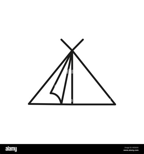 Camping Carpa delgada línea icono símbolo ilustración vectorial Diseño