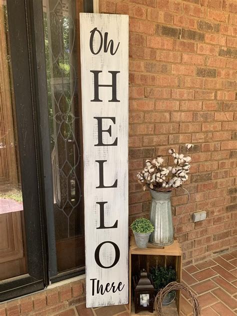 6 Oh Hello There Porch Sign Welcome Porch Sign Vertical Etsy