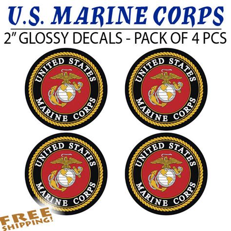 4 Pcs Us Marine Corps Small Vinyl Decal Glossy Stickers Semper