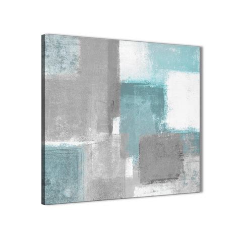 Teal Grey Painting Abstract Canvas Wall Art