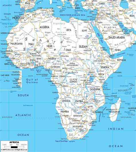 Africa map and satellite image. Detailed Clear Large Road Map of Africa - Ezilon Maps