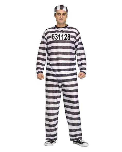 Convict Costume Jailbird Prisoner Costume Prisoner Costume Horror