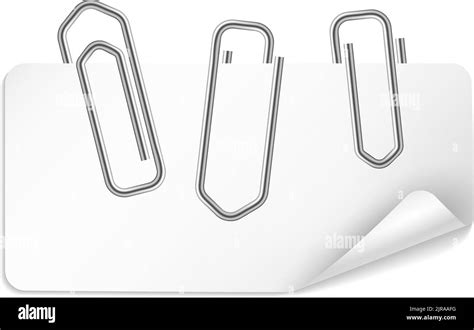 Blank Label Attached With Paper Clips Realistic Mockup Stock Vector