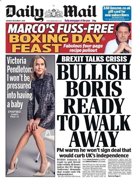 daily mail front page 7th of december 2020 tomorrow s papers today