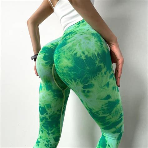 Cheap Tie Dye Yoga Leggings Nessaj High Waist Printed Gym Sport Pants