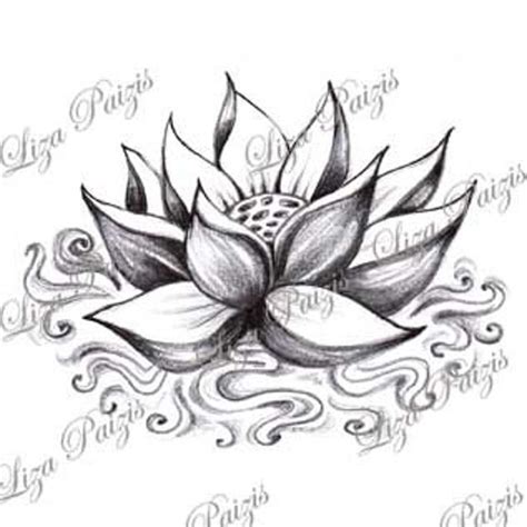 Lotus With Water Tattoo Design By Liza Paizis Original Lotus Etsy