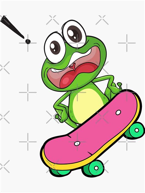 Skateboarding Frogfrog On A Skateboard Sticker By Toopnature Redbubble