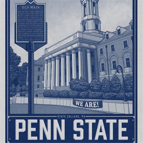 Old Main Penn State University Travel Poster Limited Edition Print