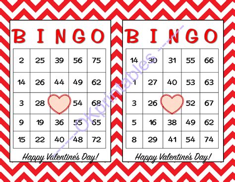 Printable bingo cards 1 75. 30 Happy Valentines Day Bingo cards - by okprintables on Zibbet