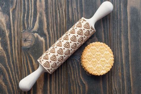 Hearts Of Love Pattern Laser Cut Wooden Embossing Rolling Pin Etsy