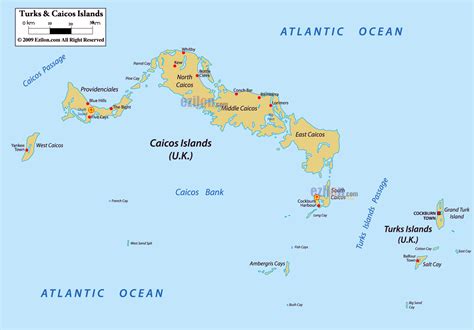 Large Political Map Of Turks And Caicos Islands With Cities And