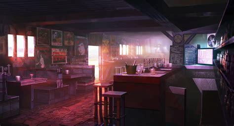 Concept Art Digital Anime Café Environment Concept Art