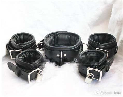 High Quality Real Leather Collar Handcuffs Anklet Set For