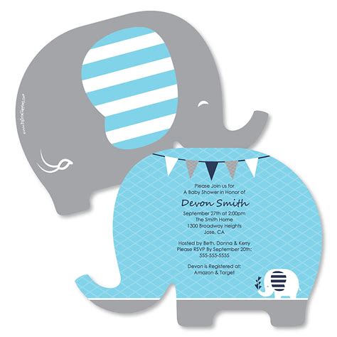 Elephant Shaped Baby Shower Invitations Baby Shower Invitations