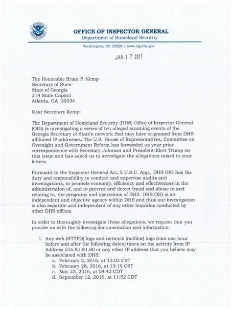 Job reference letter — secretary. Signed Letter to Kemp Re Georgia Secretary of State ...