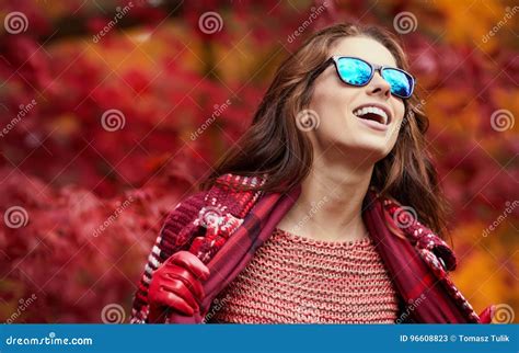 Beautiful Happy Young Woman Walking Stock Image Image Of Smiling