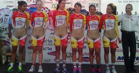 Flesh Colored Womens Cycling Uniforms Expose Oops
