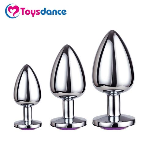 toysdance stainless steel anal plug for adult couples anus expansion metal butt plug with gem