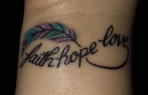 These faith tattoos will have you feeling uplifted. Faith Hope Love Infinity tattoo | Faith hope love tattoo ...