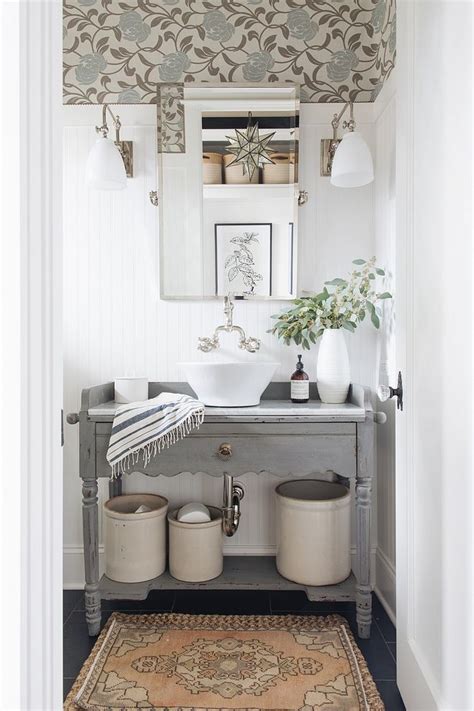 Check out our boho bathroom decor selection for the very best in unique or custom, handmade pieces from our digital prints shops. boho bathroom design with wallpaper and beadboard and rug ...