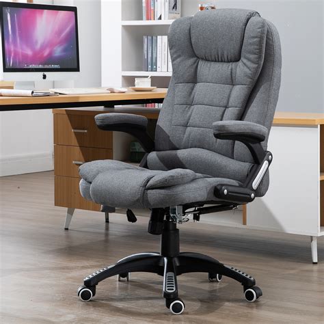 massaging reclinable home office computer desk chair upholstered dark grey ebay