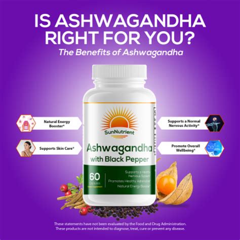 Sun Nutrient Organic Ashwagandha Supplement With Black Pepper