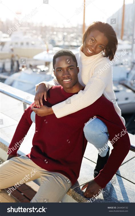 Portrait Embracing Happy Black Couple Enjoying Stock Photo 264404132