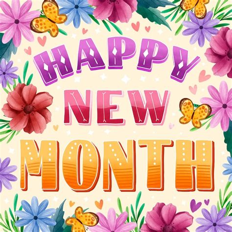 Free Vector Happy New Month Greeting With Watercolor Elements