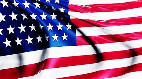 Usa American Flag Waving In Wind Real Close Up Animated  South