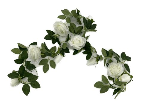 Buy Flowering White Artificial Rose Garland 190cm