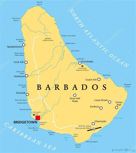 Barbados Political Map — Stock Vector © Furian 70440199