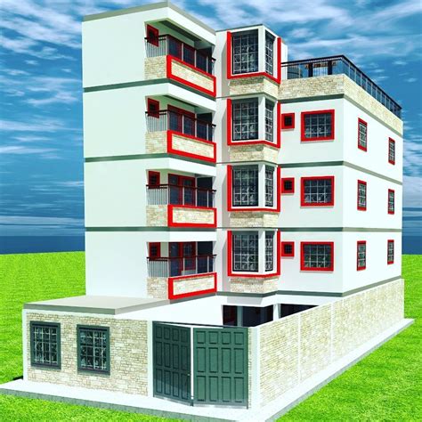 Beautiful spacious one bedroom apartment available in trm drive behind trm mall, amenities include cctv, dstv, 24/7 security guards, parking plus many more. 5 story apartment house plan | House plans, House designs ...